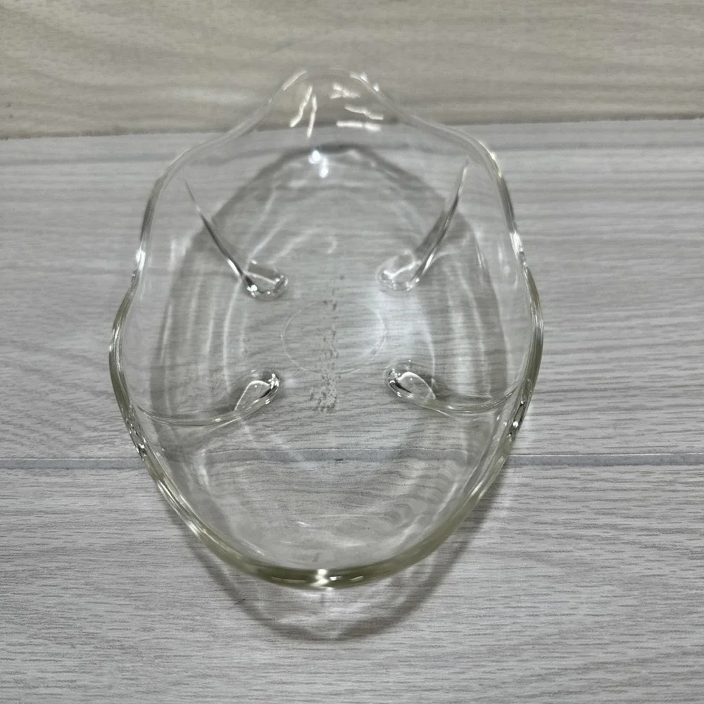 ANCHOR HOCKING Swedish Modern Low Bowl Clear Oval Depression Glass 9x5